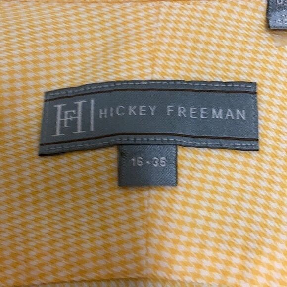 Hickey Freeman NWOT Cotton Long Sleeve Shirt in Yellow Micro Check. - Picture 3 of 4